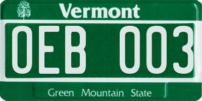 VT license plate OEB003