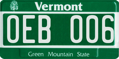 VT license plate OEB006