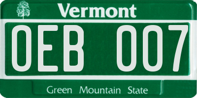 VT license plate OEB007