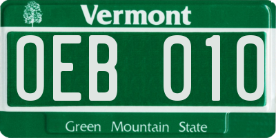 VT license plate OEB010