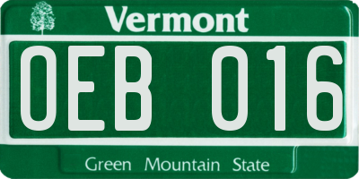 VT license plate OEB016