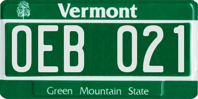 VT license plate OEB021