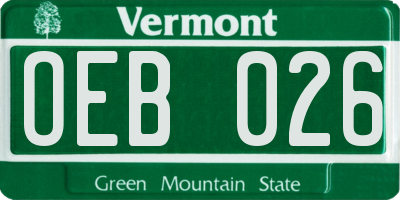 VT license plate OEB026