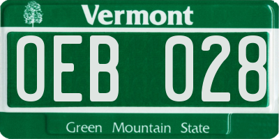 VT license plate OEB028