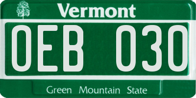 VT license plate OEB030