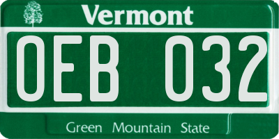 VT license plate OEB032