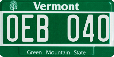 VT license plate OEB040