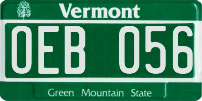 VT license plate OEB056