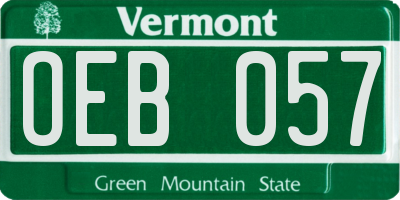VT license plate OEB057