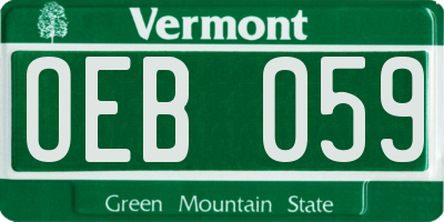 VT license plate OEB059