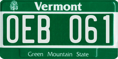 VT license plate OEB061