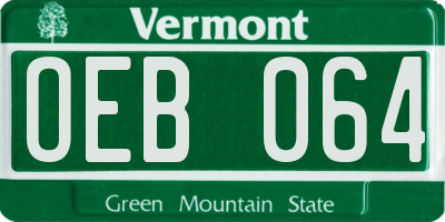VT license plate OEB064