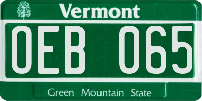 VT license plate OEB065