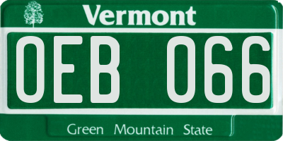 VT license plate OEB066