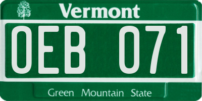 VT license plate OEB071