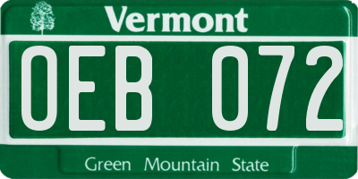 VT license plate OEB072
