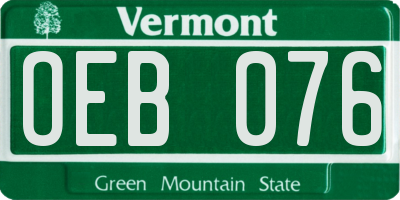 VT license plate OEB076