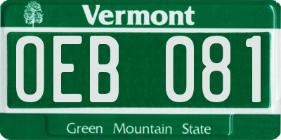 VT license plate OEB081