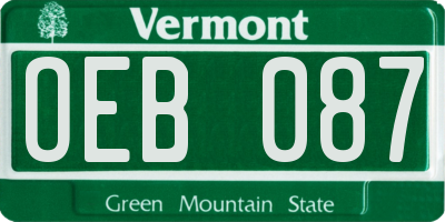 VT license plate OEB087