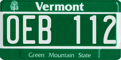 VT license plate OEB112