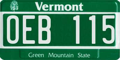 VT license plate OEB115