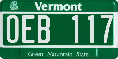 VT license plate OEB117