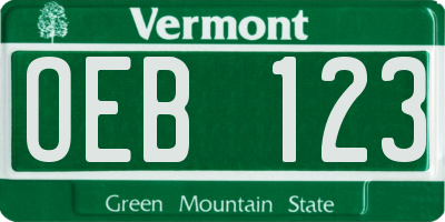 VT license plate OEB123