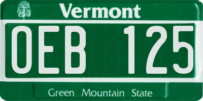 VT license plate OEB125