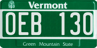 VT license plate OEB130