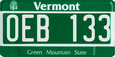 VT license plate OEB133