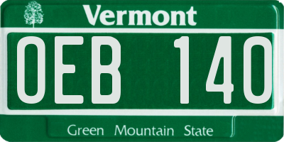 VT license plate OEB140