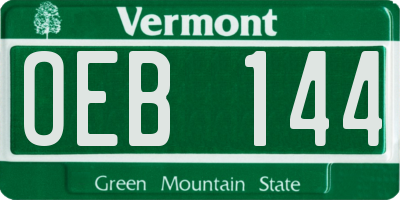 VT license plate OEB144