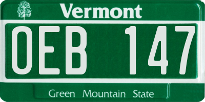 VT license plate OEB147