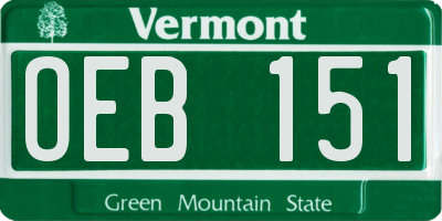 VT license plate OEB151