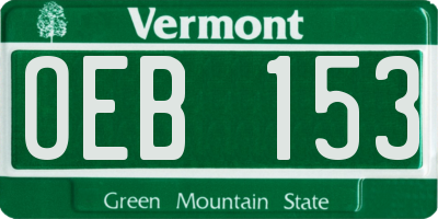 VT license plate OEB153