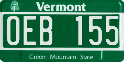 VT license plate OEB155