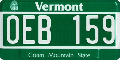 VT license plate OEB159