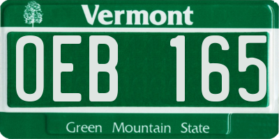 VT license plate OEB165