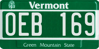 VT license plate OEB169