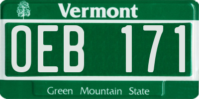 VT license plate OEB171