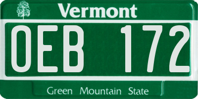 VT license plate OEB172