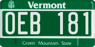 VT license plate OEB181