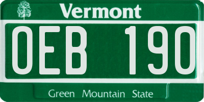 VT license plate OEB190