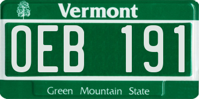 VT license plate OEB191
