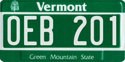 VT license plate OEB201