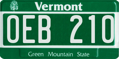 VT license plate OEB210