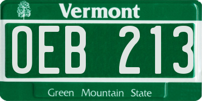 VT license plate OEB213