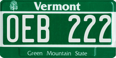 VT license plate OEB222