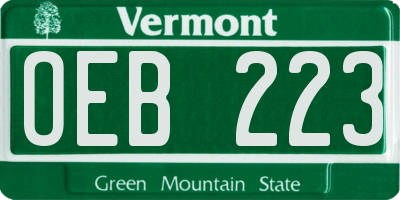 VT license plate OEB223