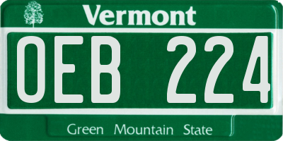 VT license plate OEB224
